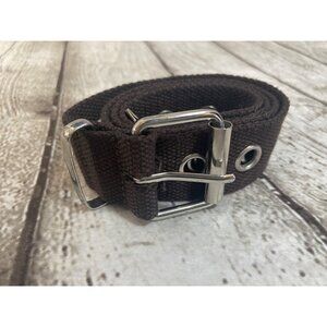 Garage Brown Canvas Belt Sz XS S Silver-Tone Grommets & Buckle Goth Grunge